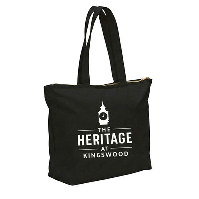 12 OZ Cotton Canvas Jumbo Zipper Tote Bag(20" x 15")